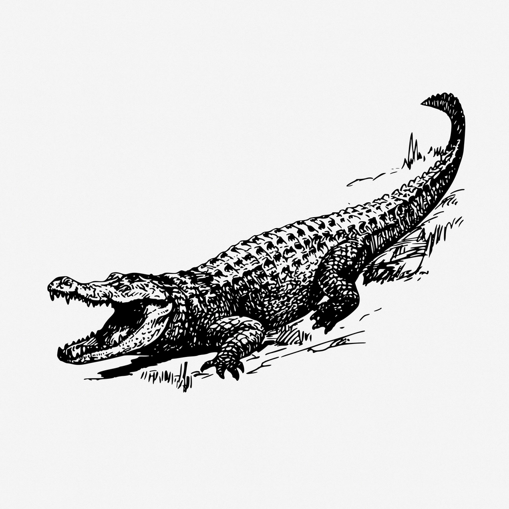 "Alligator drawing, wildlife vintage illustration"/ CC0 1.0